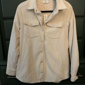 Women's Beige Corduroy Utility Jacket, NWT, Blue Ivy Brand, Size Small